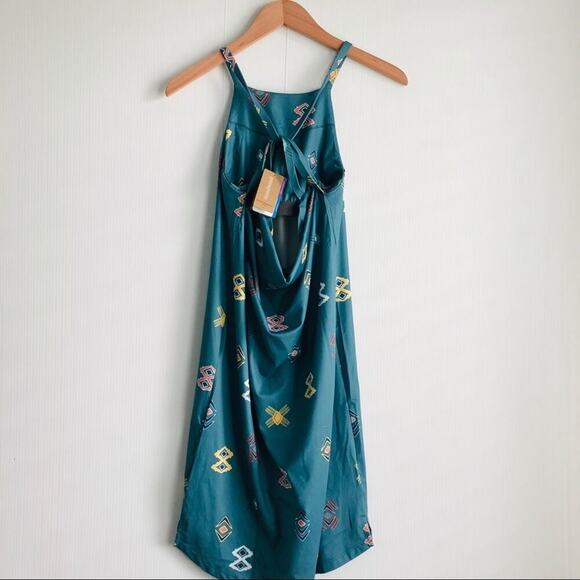 Patagonia spaced out tasmanian teal dress size xs aztec pattern built in bra - Picture 8 of 11